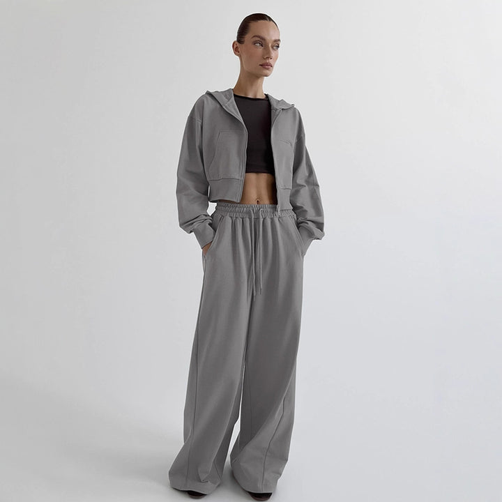Damens avslappnad crop-top och vida hög midja byxor set Mirla-Eva Jonsson