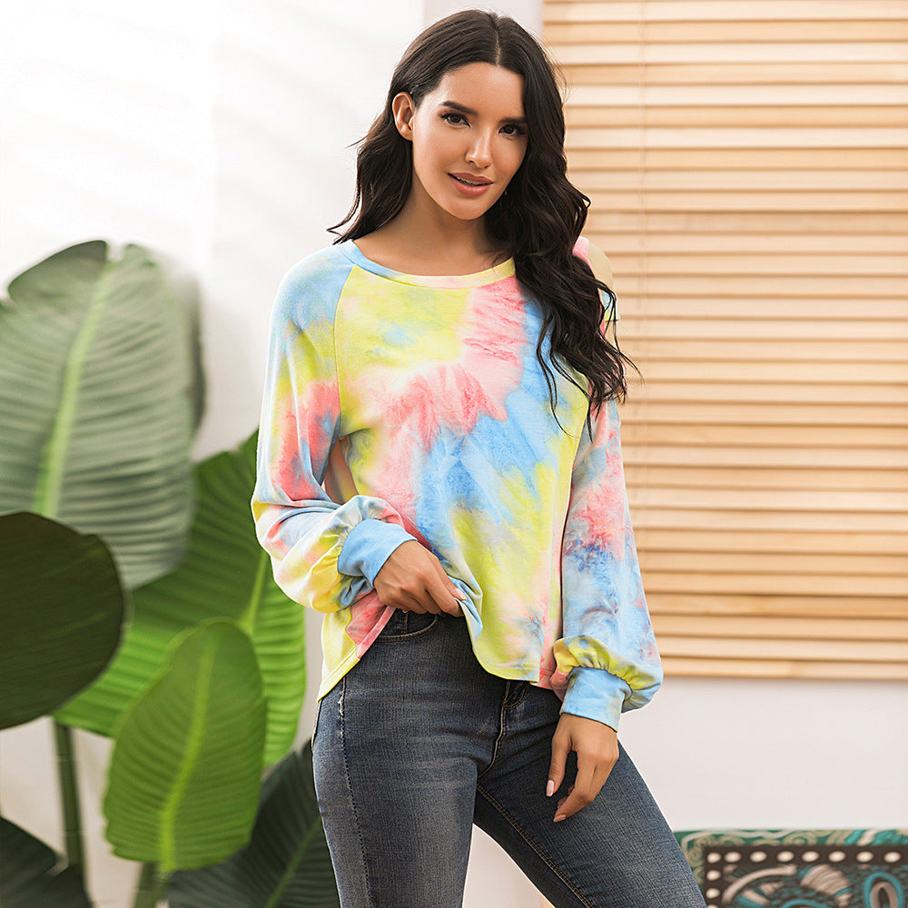 Damens avslappnad hoodie med modernt tie-dye-mönster Eva Jonsson-Eva Jonsson