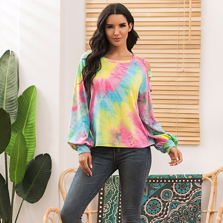 Damens avslappnad hoodie med modernt tie-dye-mönster Eva Jonsson-Eva Jonsson