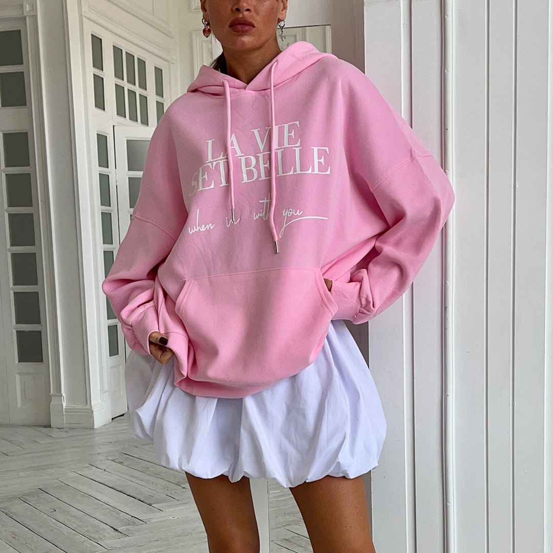 Damens avslappnad oversized hoodie med motiv Mirla-Eva Jonsson