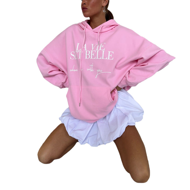 Damens avslappnad oversized hoodie med motiv Mirla-Eva Jonsson