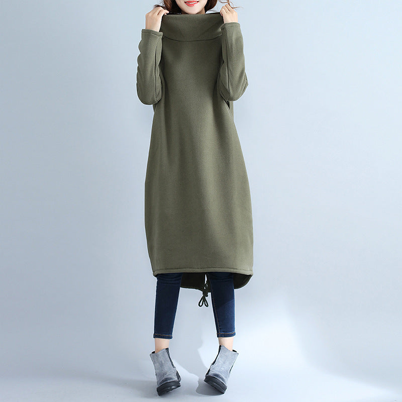Damens avslappnad oversized klänning med hög krage och snörning Eva Jonsson-Eva Jonsson