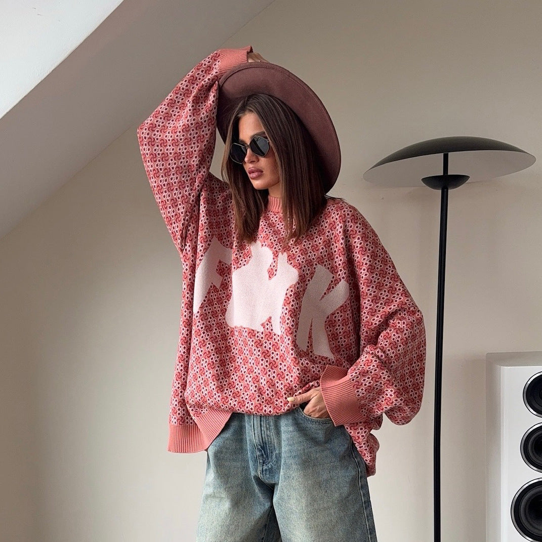 Damens avslappnad oversized tröja med kreativt tryck och djurmotiv Mirla-Eva Jonsson