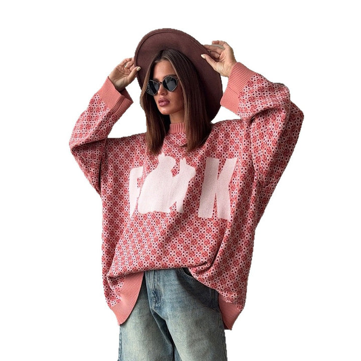 Damens avslappnad oversized tröja med kreativt tryck och djurmotiv Mirla-Eva Jonsson