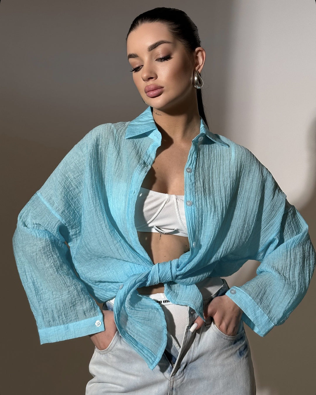 Damens avslappnad skjortblus med oversized passform och knapprar detaljer Eva Jonsson-Eva Jonsson
