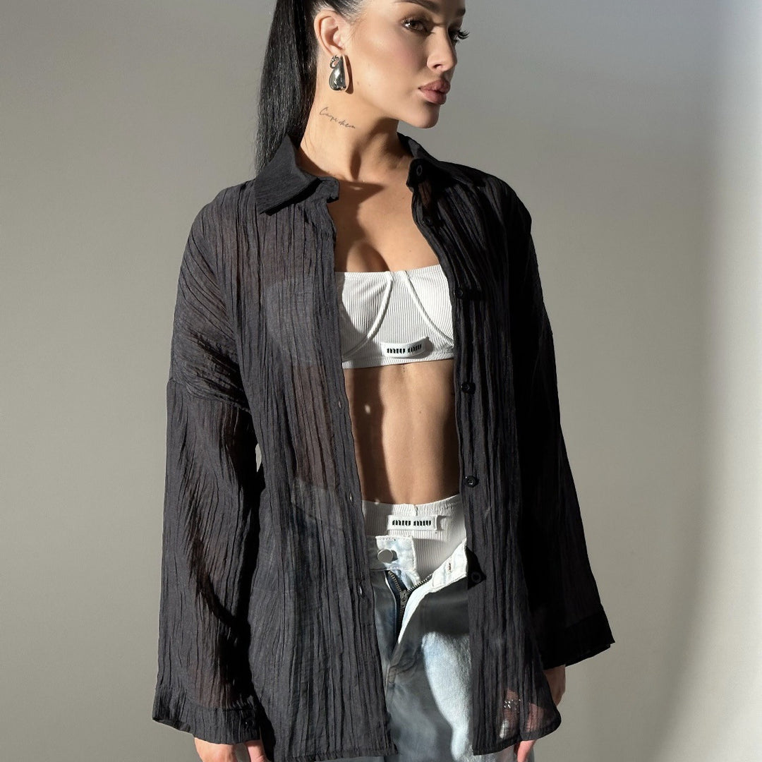 Damens avslappnad skjortblus med oversized passform och knapprar detaljer Eva Jonsson-Eva Jonsson