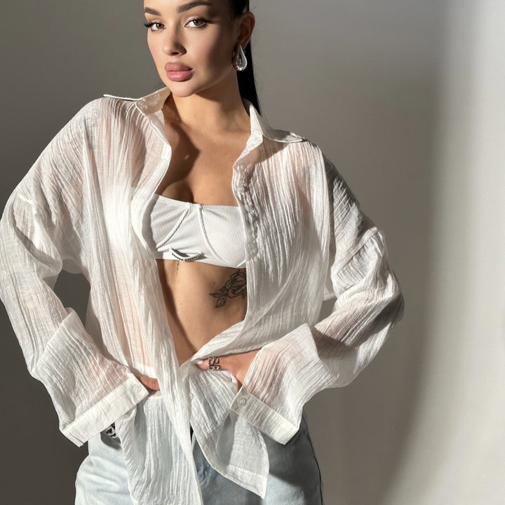 Damens avslappnad skjortblus med oversized passform och knapprar detaljer Eva Jonsson-Eva Jonsson