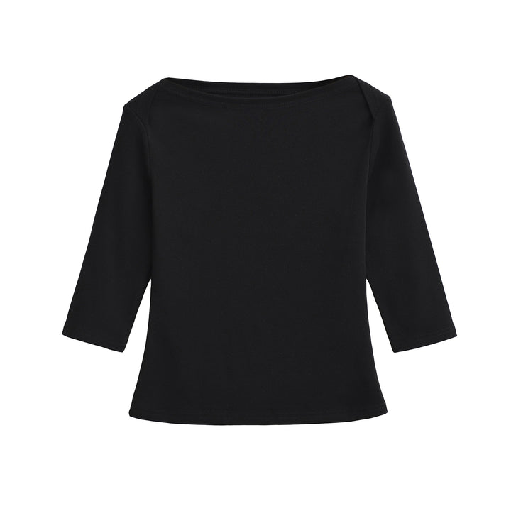 Damens avslappnad topp med vid rund halsringning och praktiska knapppdetaljer Mirla-Eva Jonsson