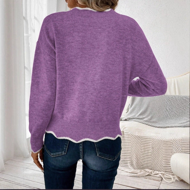 Damens avslappnade V-hals pullover med spetsig nederkant Mirla-Eva Jonsson