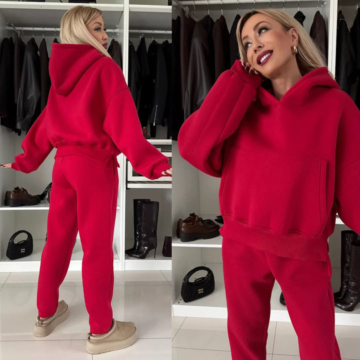 Damens avslappnat hoodie- och joggingset med lös passform och stilig design Eva Jonsson-Eva Jonsson