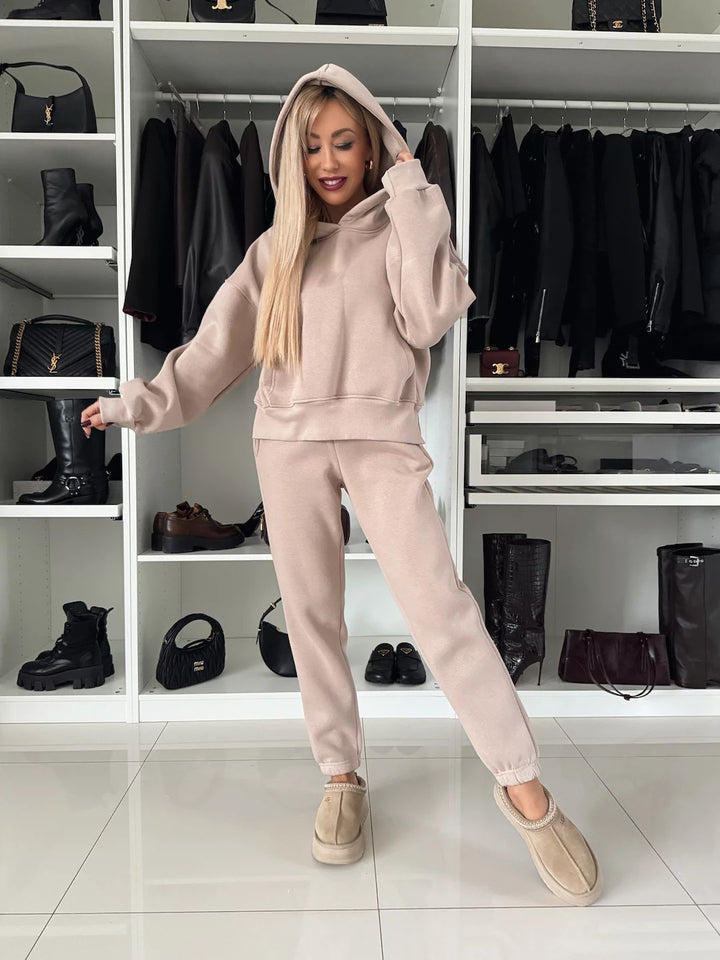 Damens avslappnat hoodie- och joggingset med lös passform och stilig design Eva Jonsson-Eva Jonsson