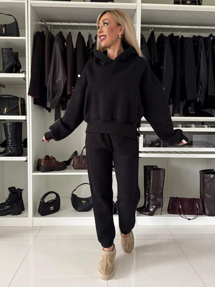 Damens avslappnat hoodie- och joggingset med lös passform och stilig design Eva Jonsson-Eva Jonsson