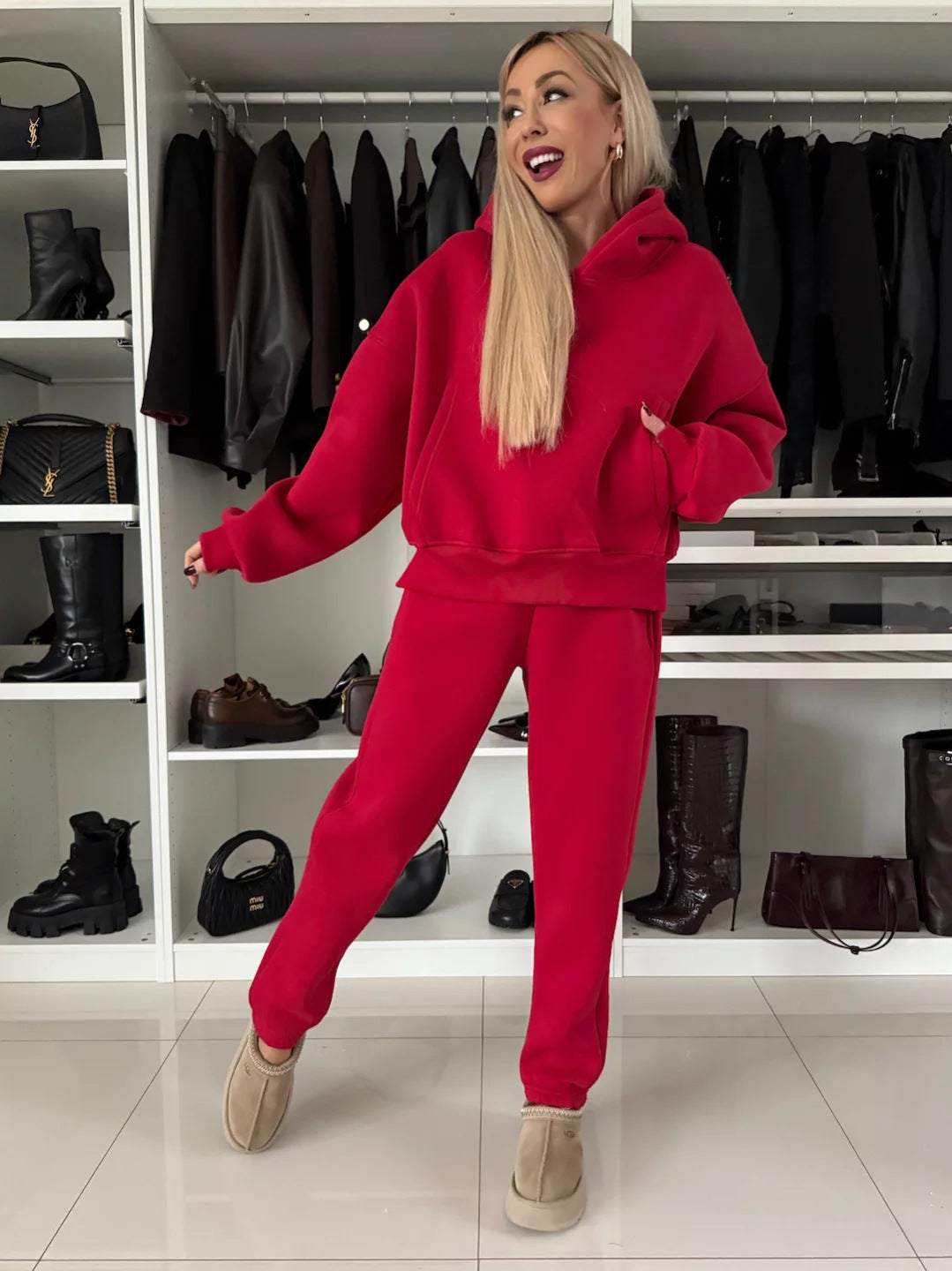 Damens avslappnat hoodie- och joggingset med lös passform och stilig design Eva Jonsson-Eva Jonsson