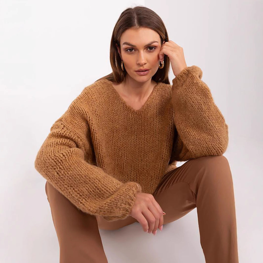 Damens bekväm oversize stickad tröja med voluminösa ärmar och strukturerad design Eva Jonsson-Eva Jonsson