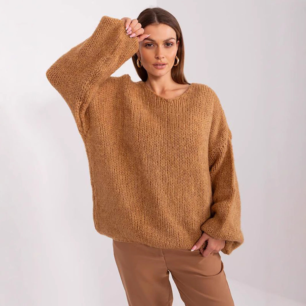 Damens bekväm oversize stickad tröja med voluminösa ärmar och strukturerad design Eva Jonsson-Eva Jonsson