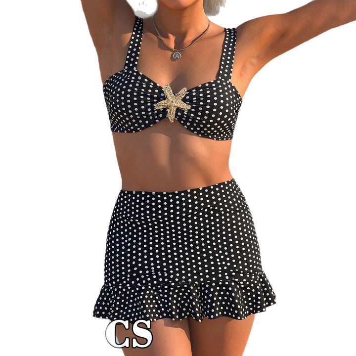 Damens bikini-set med glatt prickdesign och avslappnad rockelement Mirla-Eva Jonsson