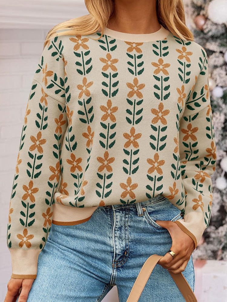 Damens cardigan med blommönster och knapppdetaljer Mirla-Eva Jonsson