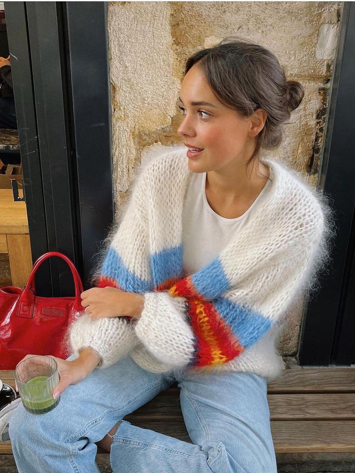 Damens cardigan med färgglada ränder och lös passform Mirla-Eva Jonsson