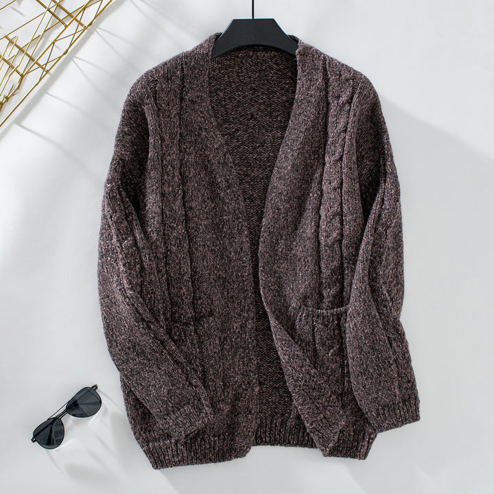 Damens cardigan med flätmönster och fickor Mirla-Eva Jonsson