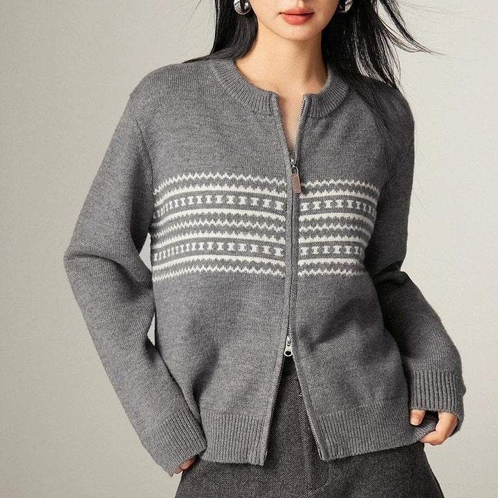 Damens cardigan med grafiskt mönster Mirla-Eva Jonsson