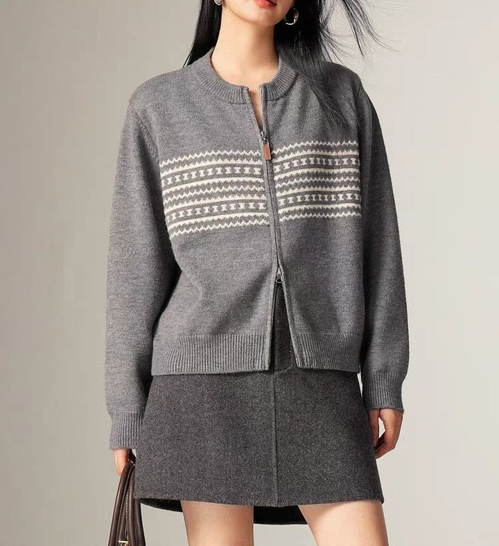 Damens cardigan med grafiskt mönster Mirla-Eva Jonsson