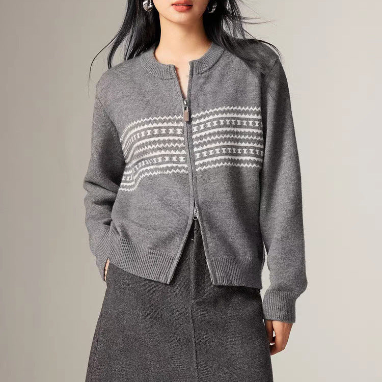 Damens cardigan med grafiskt mönster Mirla-Eva Jonsson