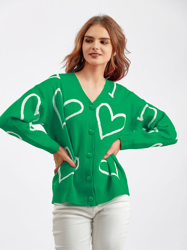 Damens cardigan med hjärtmotiv och lös passform Mirla-Eva Jonsson
