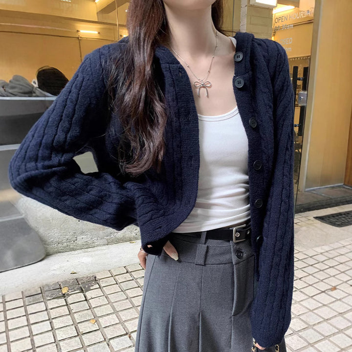 Damens cardigan med huva i flätad design Eva Jonsson-Eva Jonsson
