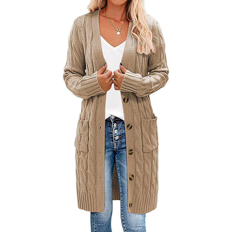 Damens cardigan med kabelmönster och fickor Eva Jonsson-Eva Jonsson