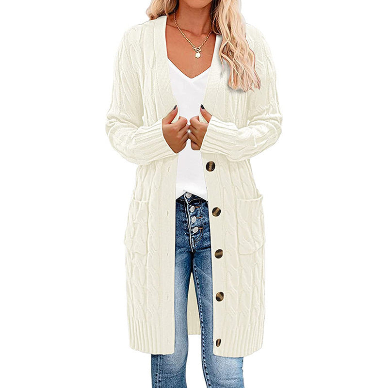 Damens cardigan med kabelmönster och fickor Eva Jonsson-Eva Jonsson