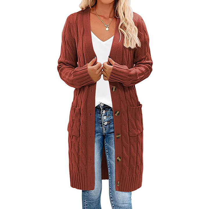 Damens cardigan med kabelmönster och fickor Eva Jonsson-Eva Jonsson