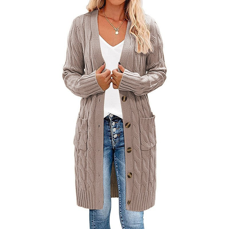 Damens cardigan med kabelmönster och fickor Eva Jonsson-Eva Jonsson