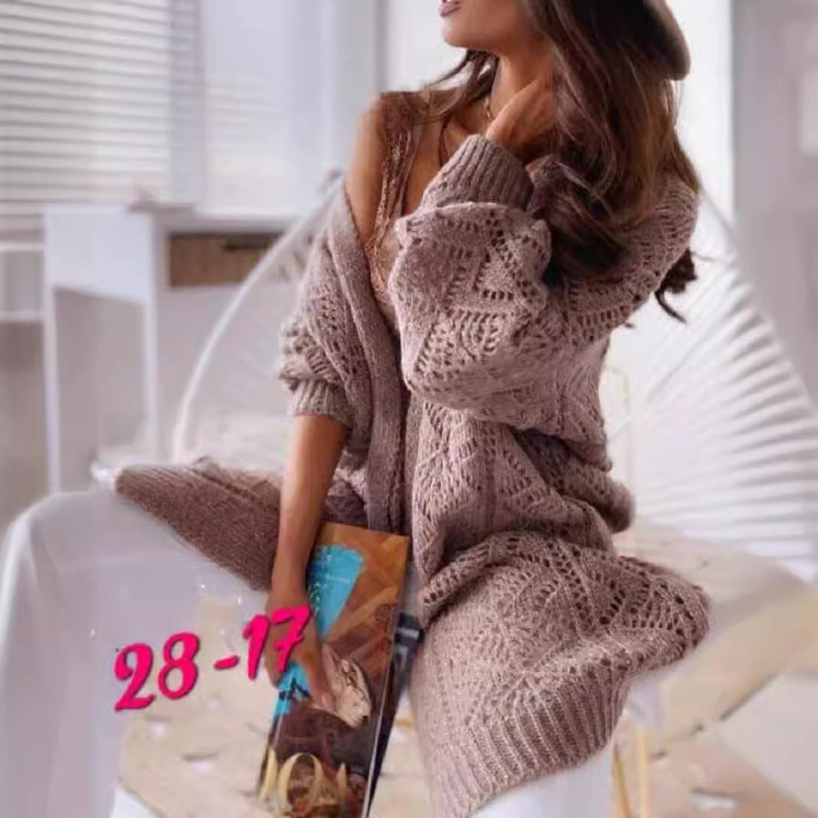 Damens cardigan med moderna virkade mönster och lös passform Mirla-Eva Jonsson