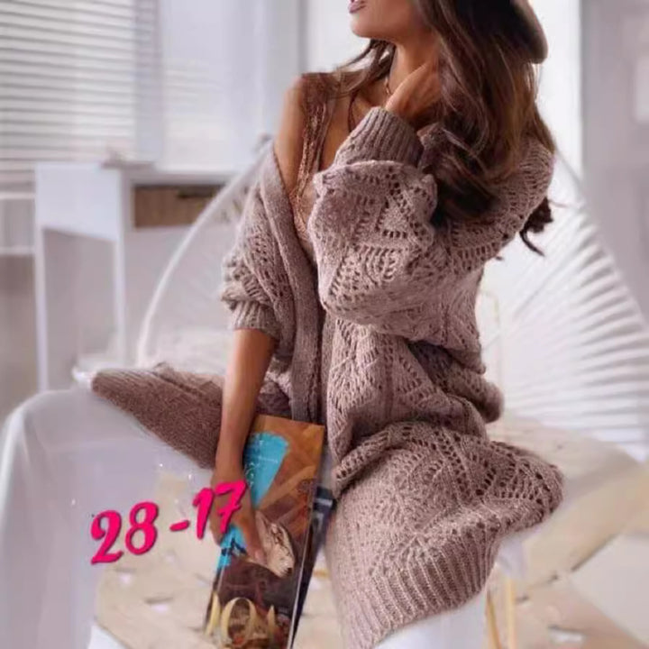 Damens cardigan med moderna virkade mönster och lös passform Mirla-Eva Jonsson