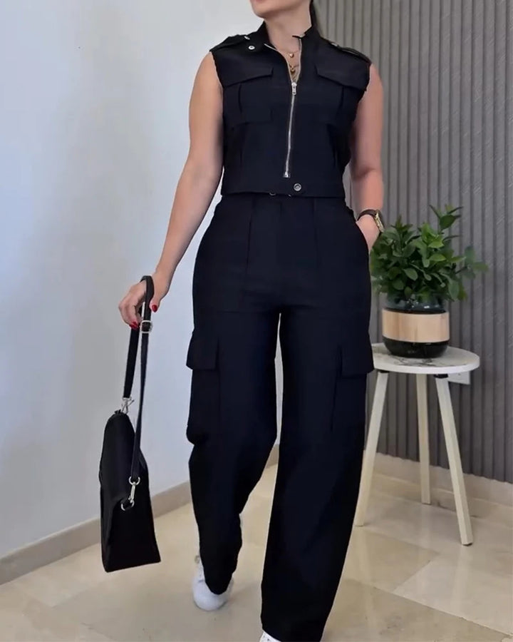 Damens cargo jumpsuit med kort topp och praktiska fickor Mirla-Eva Jonsson