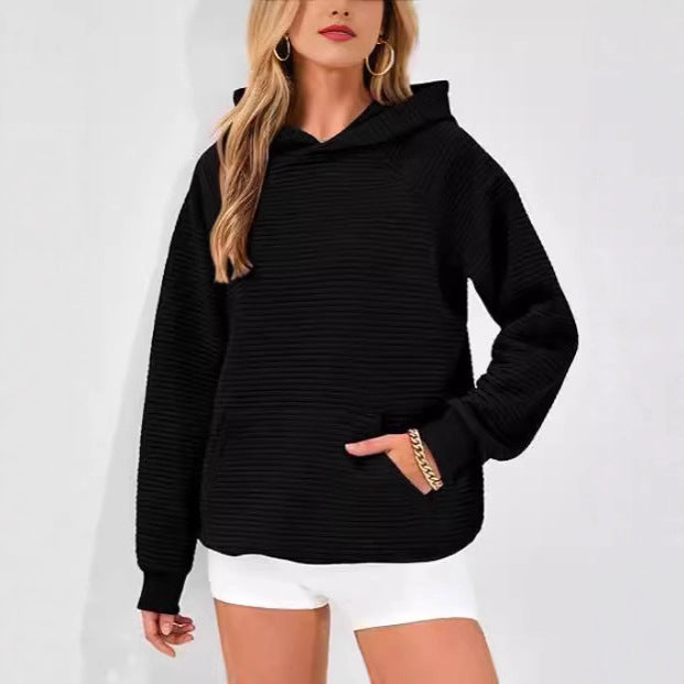 Damens casual hoodie av strukturerad bomull Mirla-Eva Jonsson