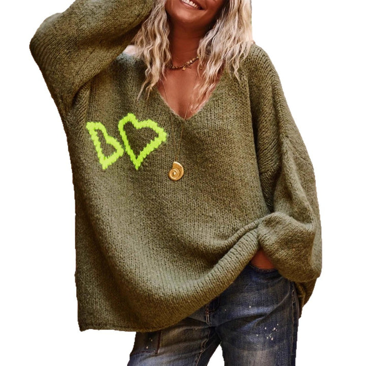 Damens casual oversized tröja med hjärtapplikationer Mirla-Eva Jonsson