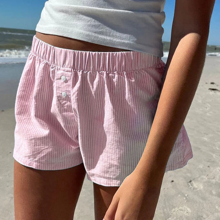 Damen's comfortable cotton shorts with button details Mirla-Eva Jonsson