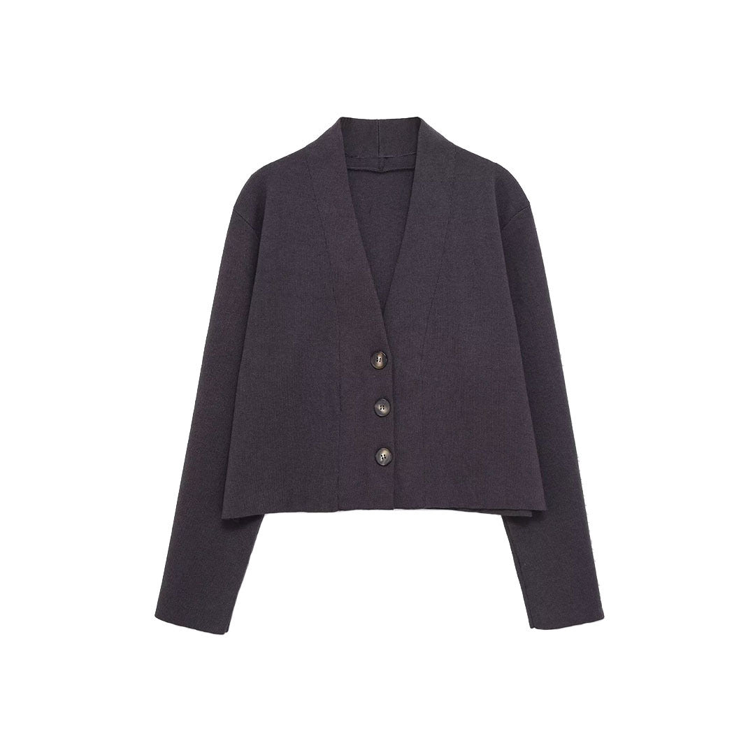 Damens cropped blazerjacka med elegant revere och högkvalitativa knapppdetaljer Mirla-Eva Jonsson