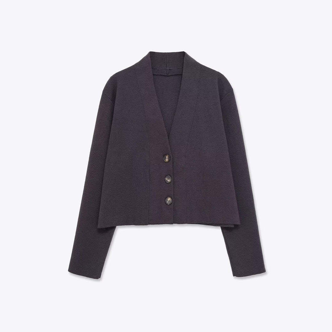 Damens cropped blazerjacka med elegant revere och högkvalitativa knapppdetaljer Mirla-Eva Jonsson