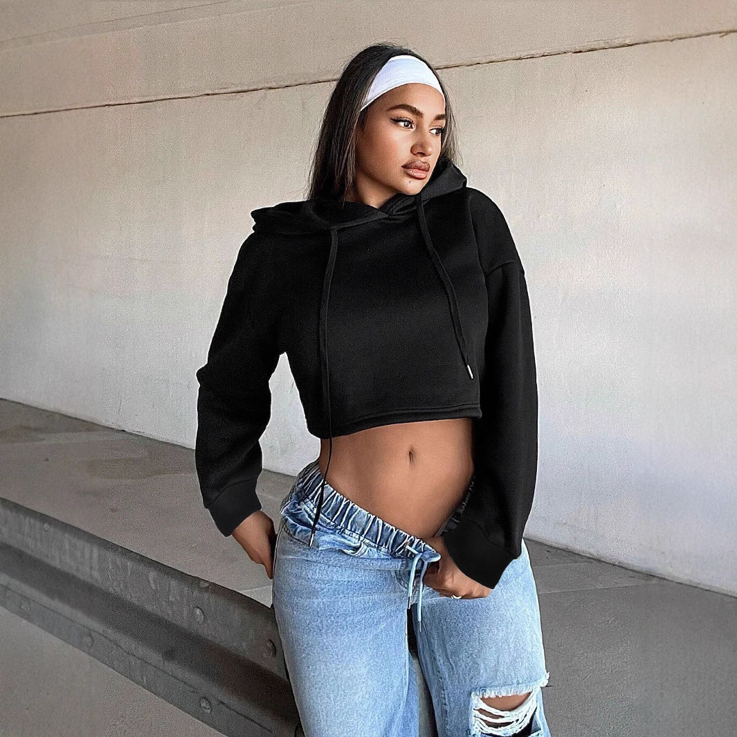 Damens cropped sweatshirt med lös passform och huva Mirla-Eva Jonsson