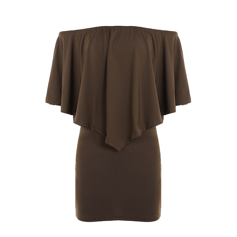 Damens elegant knälångt balldress med off-shoulder design och voluminösa ärmar Mirla-Eva Jonsson