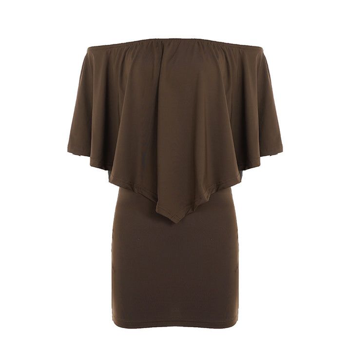 Damens elegant knälångt balldress med off-shoulder design och voluminösa ärmar Mirla-Eva Jonsson