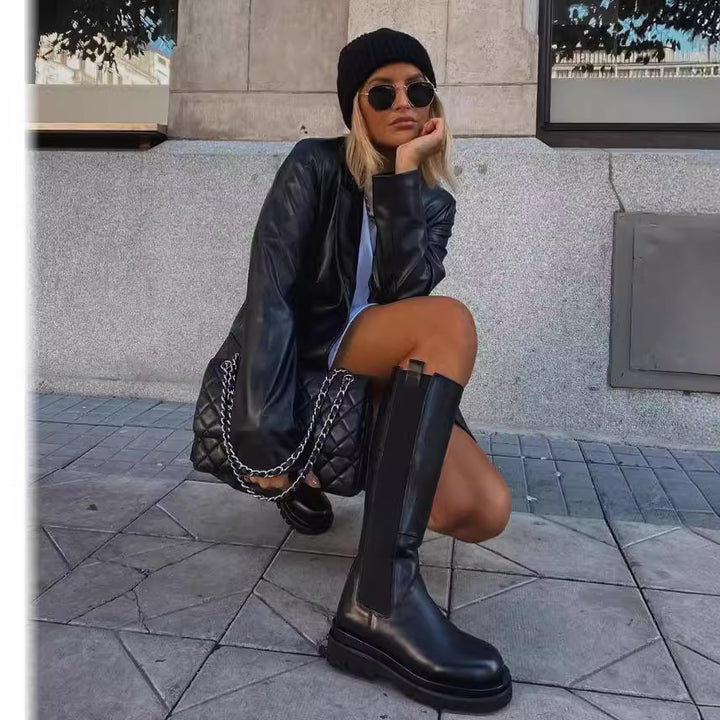 Damens elegant och raffinerad läderblazerjacka Mirla-Eva Jonsson