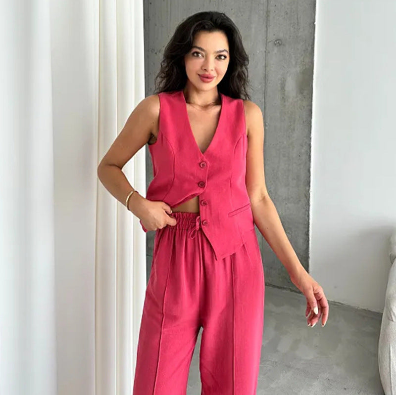 Damens elegant västset med elegant knapprad och fickor Mirla-Eva Jonsson
