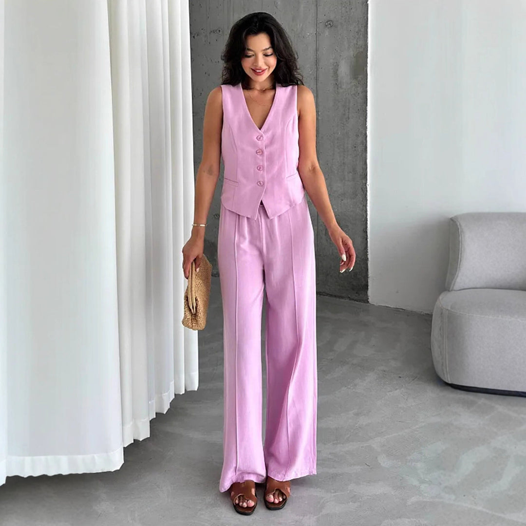 Damens elegant västset med elegant knapprad och fickor Mirla-Eva Jonsson