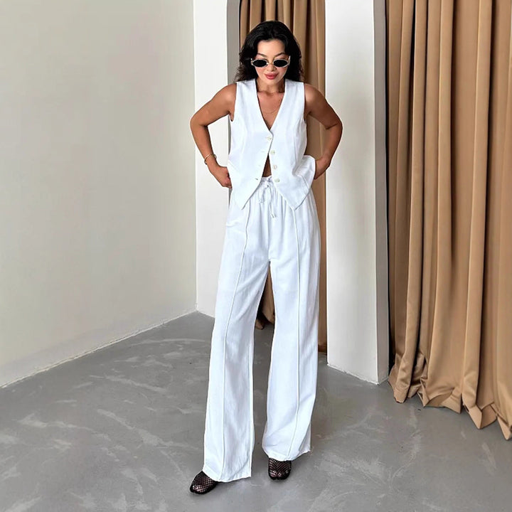 Damens elegant västset med elegant knapprad och fickor Mirla-Eva Jonsson