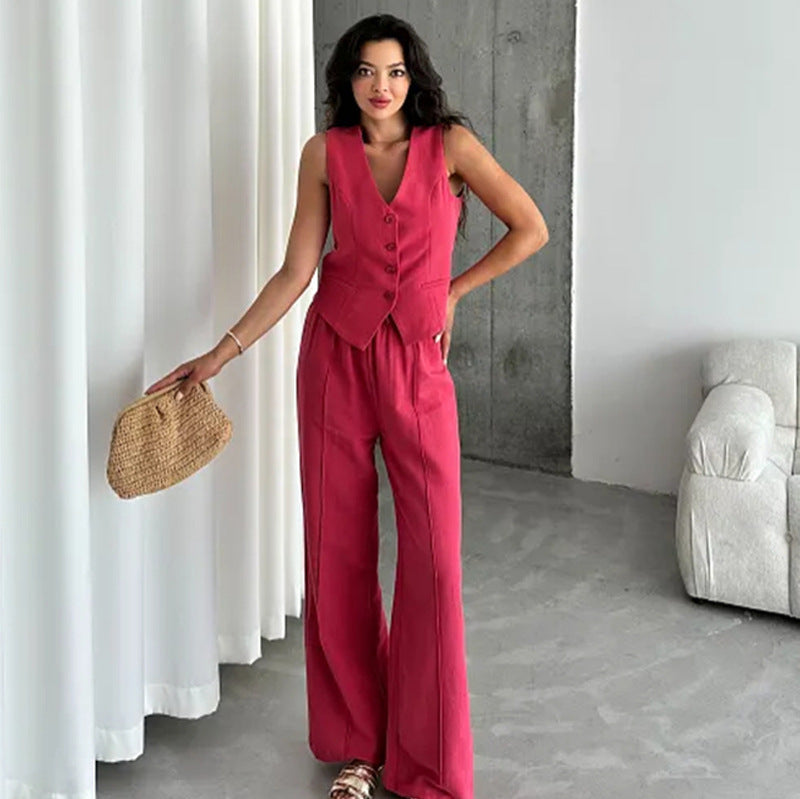 Damens elegant västset med elegant knapprad och fickor Mirla-Eva Jonsson
