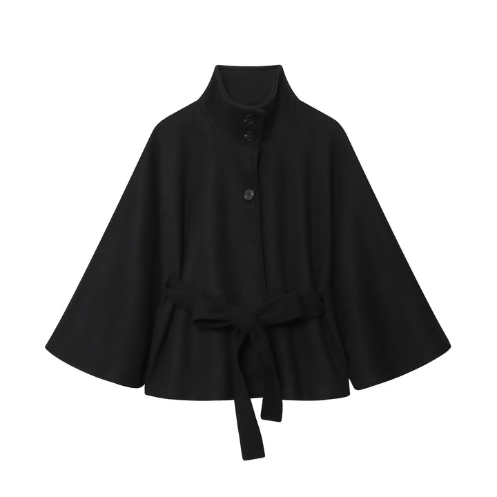 Damens fashionabel capejacka med bälte och hög krage Mirla-Eva Jonsson