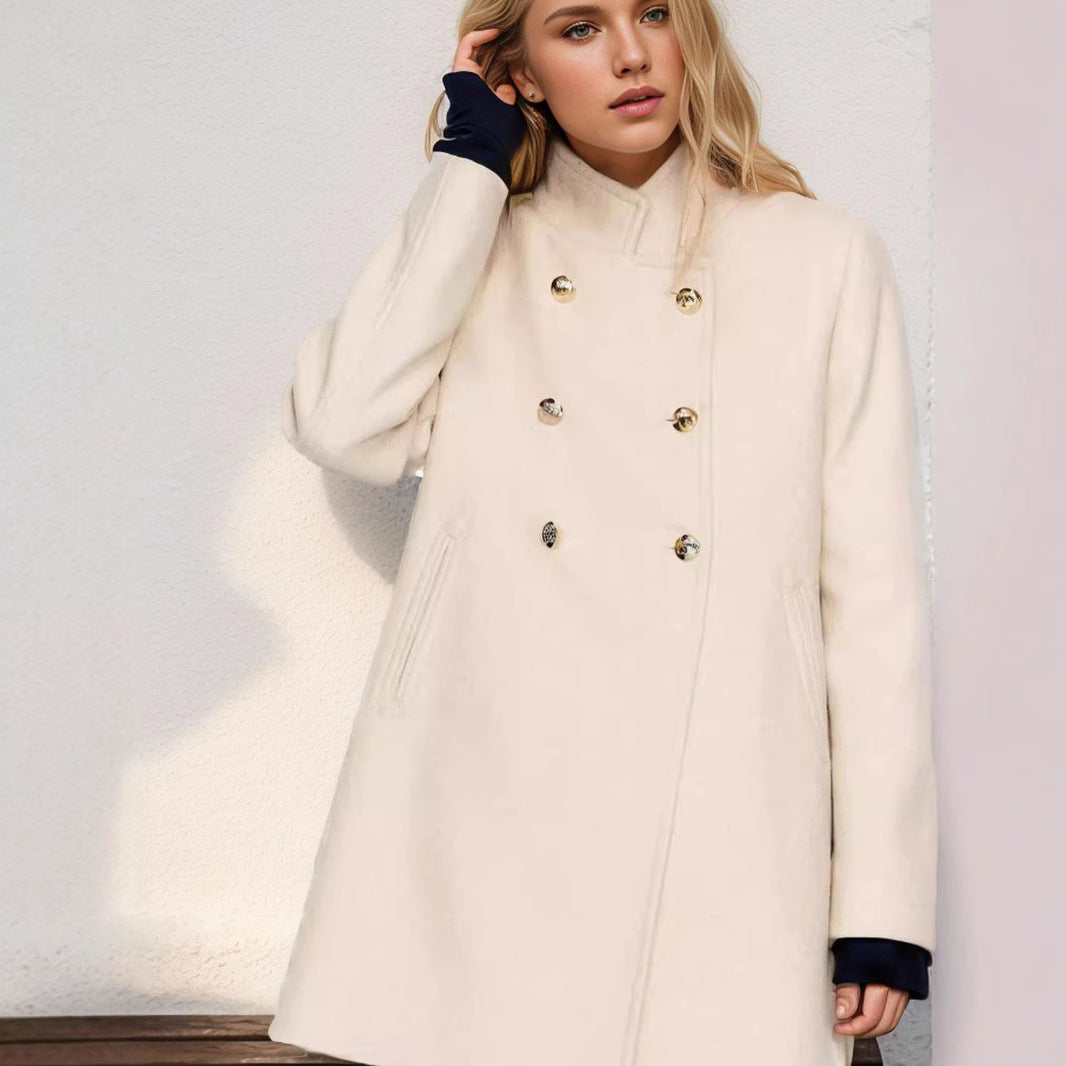 Damens fashionabel quilted coat med dubbelknapplist och högkvalitativ bearbetning Eva Jonsson-Eva Jonsson